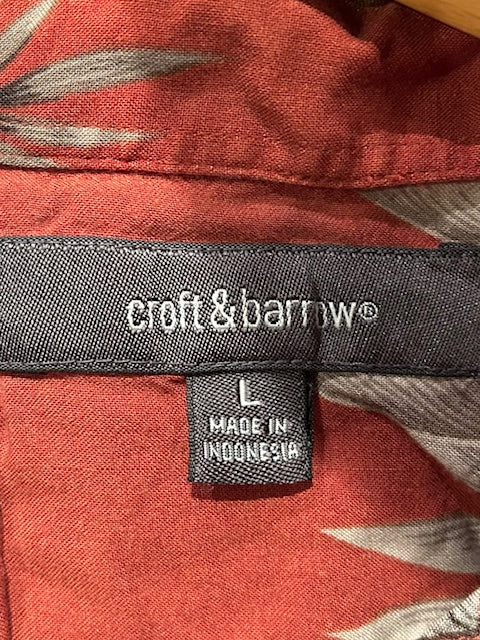 メンズヴィンテージ アロハシャツ 【croft&barrow】リーフ レッド