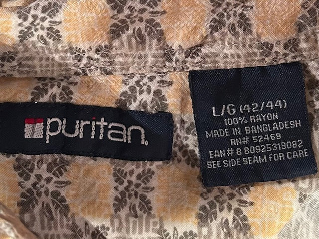 メンズヴィンテージ アロハシャツ 【puritan】総柄 ベージュ