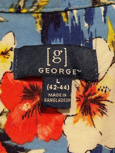 メンズヴィンテージ アロハシャツ 【GEORGE】ビーチ ブルー
