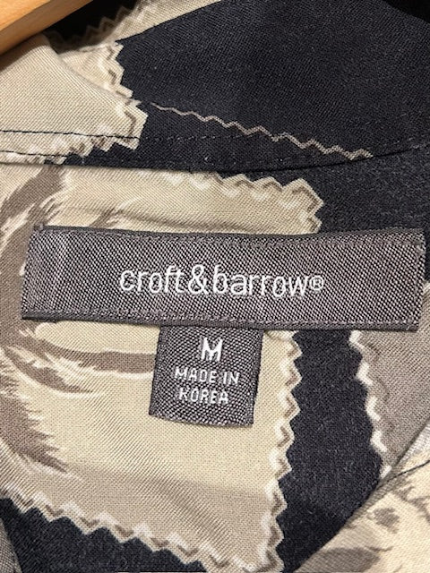 メンズヴィンテージ アロハシャツ 【Croft＆Barrow】総柄 ブラック