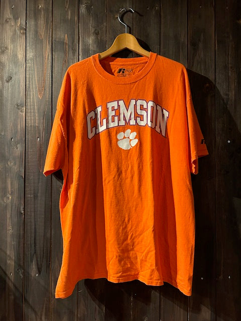 メンズヴィンテージ　Tシャツ 【CLEMSOMN カレッジプリントシャツ】オレンジ
