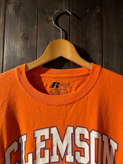 メンズヴィンテージ　Tシャツ 【CLEMSOMN カレッジプリントシャツ】オレンジ