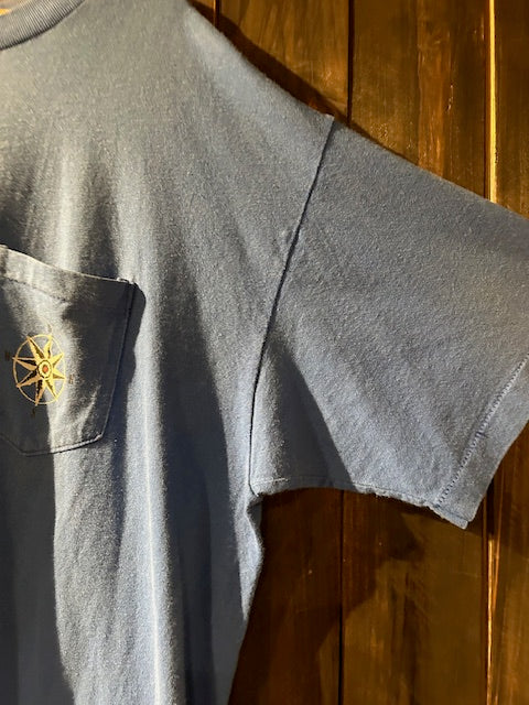 メンズヴィンテージ　Tシャツ 【USA製コンパスモチーフ バックプリント】ブルー