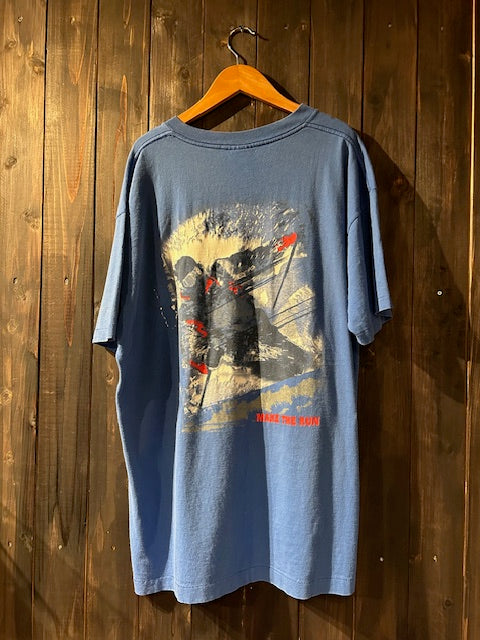 メンズヴィンテージ　Tシャツ 【USA製コンパスモチーフ バックプリント】ブルー