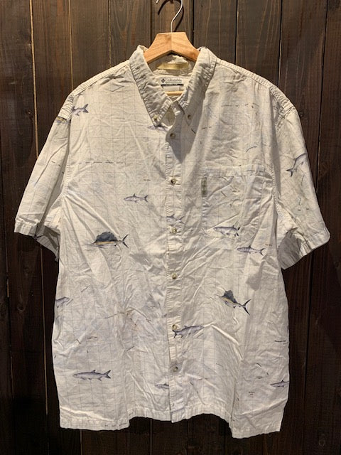 メンズヴィンテージ アロハシャツ 【Columbia】フィッシュ ベージュ