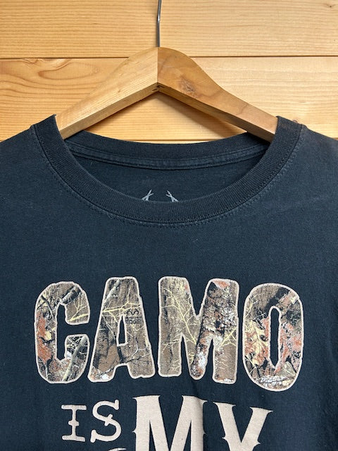 メンズヴィンテージ　Tシャツ 【REALTREE 】迷彩柄 フロントデザイン ブラック