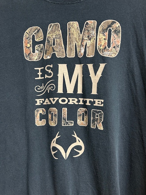 メンズヴィンテージ　Tシャツ 【REALTREE 】迷彩柄 フロントデザイン ブラック