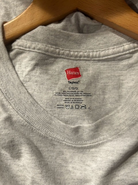 メンズヴィンテージ　Tシャツ 【Hanes】 フロントロゴデザイン グレー
