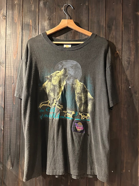 メンズヴィンテージ　Tシャツ 【Touch Tone】 オオカミ フロントデザイン ブラック