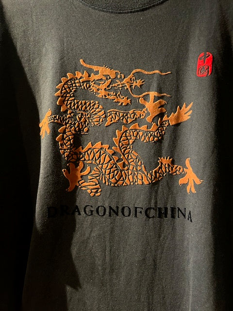 メンズヴィンテージ　Tシャツ 【doragonofchina】フロントデザイン ブラック