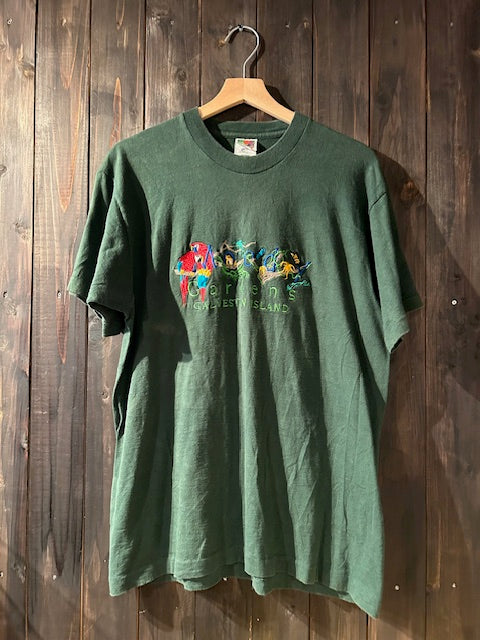 メンズヴィンテージ　Tシャツ 【HEAVY】フロント刺しゅう グリーン