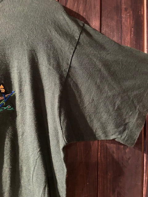メンズヴィンテージ　Tシャツ 【HEAVY】フロント刺しゅう グリーン
