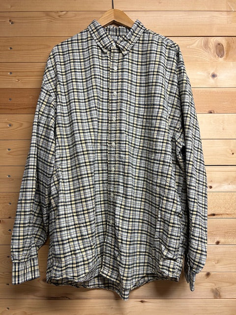 メンズヴィンテージ 長袖シャツ【Eddie Bauer】チェック イエロー ネイビー