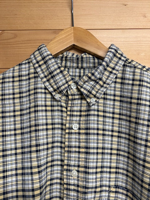 メンズヴィンテージ 長袖シャツ【Eddie Bauer】チェック イエロー ネイビー