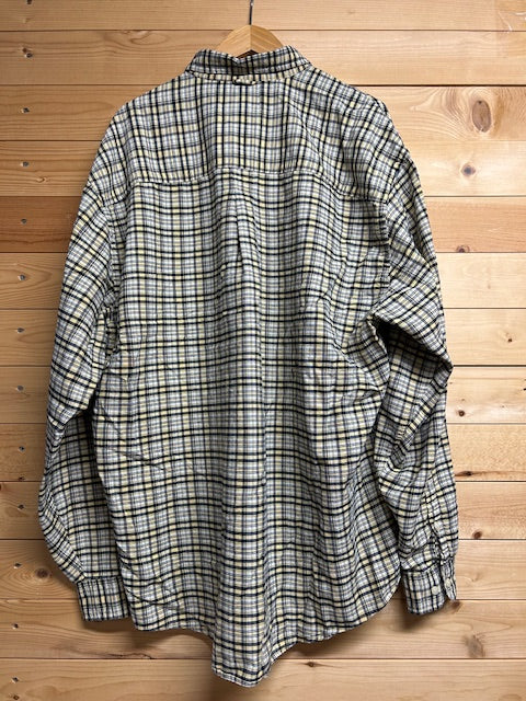 メンズヴィンテージ 長袖シャツ【Eddie Bauer】チェック イエロー ネイビー