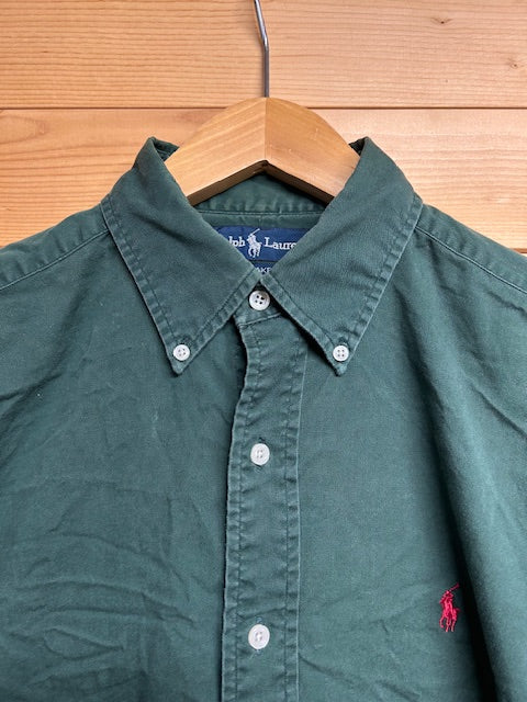 メンズヴィンテージ 長袖シャツ【Ralph Lauren】無地 グリーン