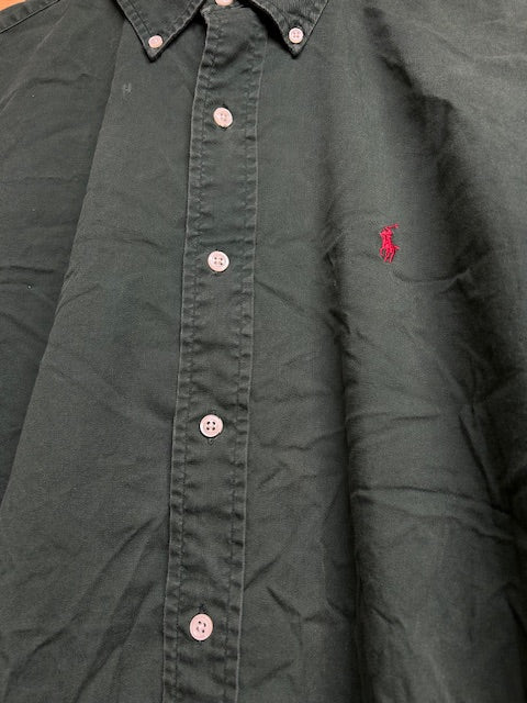 メンズヴィンテージ 長袖シャツ【Ralph Lauren】無地 グリーン