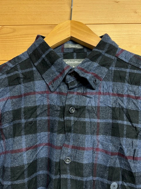 メンズヴィンテージ 長袖シャツ【Eddie Bauer】チェック ネイビーブルー