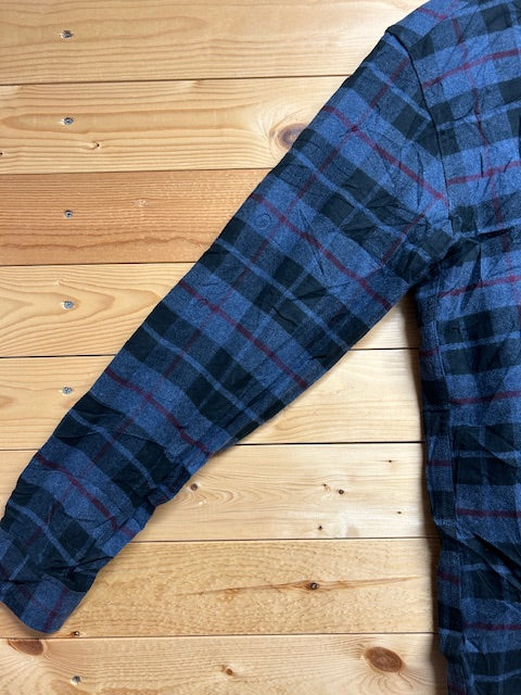 メンズヴィンテージ 長袖シャツ【Eddie Bauer】チェック ネイビーブルー