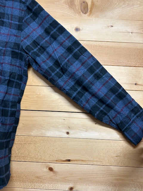 メンズヴィンテージ 長袖シャツ【Eddie Bauer】チェック ネイビーブルー