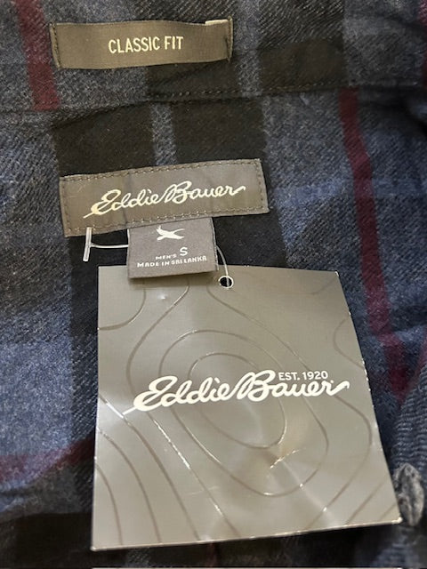 メンズヴィンテージ 長袖シャツ【Eddie Bauer】チェック ネイビーブルー