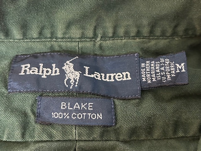 メンズヴィンテージ 長袖シャツ【Ralph Lauren】無地 グリーン
