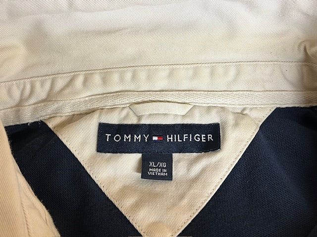 メンズヴィンテージ 長袖シャツ【TOMMY HILFIGER】ストライプ ネイビー