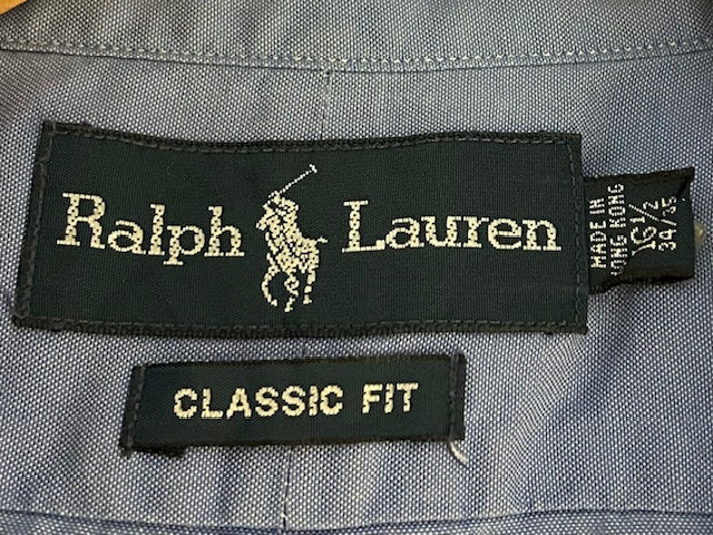 メンズヴィンテージ 長袖シャツ【Ralph Lauren】無地 ブルー