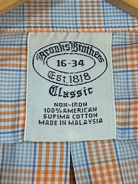 メンズヴィンテージ 長袖シャツ【Brooks Brothers】チェック ブルー オレンジ
