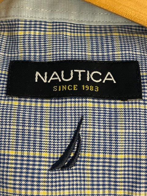 メンズヴィンテージ 長袖シャツ【NAUTICA】チェック ブルー イエロー