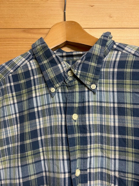 メンズヴィンテージ シャツ【Eddie Bauer】チェック ネイビー グリーン