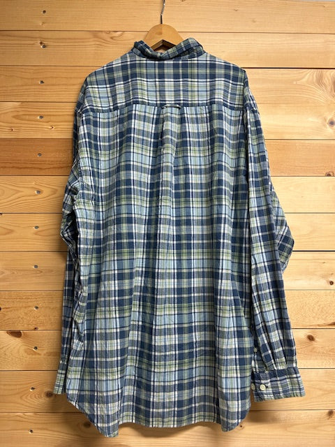 メンズヴィンテージ シャツ【Eddie Bauer】チェック ネイビー グリーン