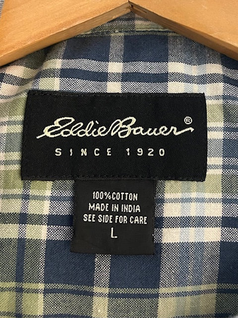 メンズヴィンテージ シャツ【Eddie Bauer】チェック ネイビー グリーン