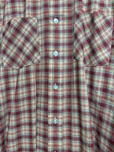 メンズヴィンテージ シャツ【Gino Fabrini Fashion】チェック ベージュ レッド