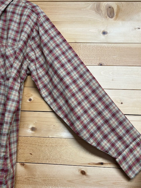 メンズヴィンテージ シャツ【Gino Fabrini Fashion】チェック ベージュ レッド