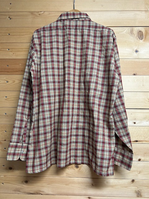 メンズヴィンテージ シャツ【Gino Fabrini Fashion】チェック ベージュ レッド