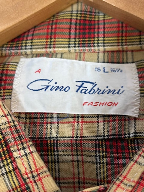 メンズヴィンテージ シャツ【Gino Fabrini Fashion】チェック ベージュ レッド