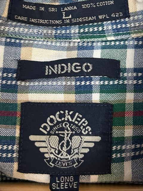 メンズヴィンテージ シャツ【DOCKERS】チェック ブルー グリーン