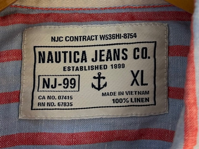 メンズヴィンテージ シャツ【NAUTICA】ストライプ ブルー ピンク