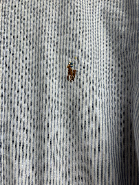 メンズヴィンテージ シャツ【Ralph Lauren】 ストライプ ブルー