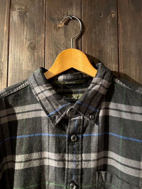 メンズヴィンテージ シャツ【Eddie Bauer】チェック ブラック