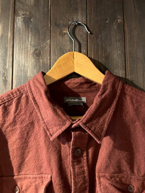 メンズヴィンテージ シャツ【Eddie Bauer】無地 ブラウン