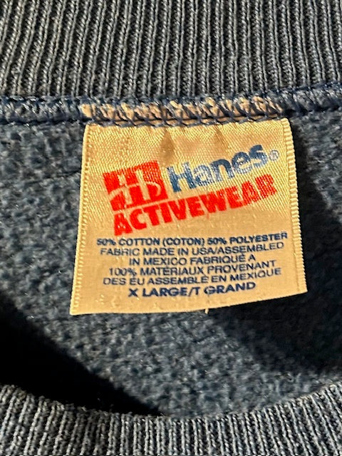メンズヴィンテージ スウェット【Hanes ACTIVEWEAR】フロントデザイン ブルー