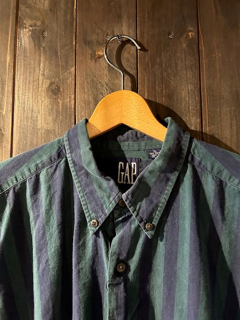 メンズヴィンテージ シャツ【GAP】ストライプ ネイビー グリーン