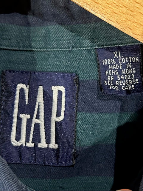 メンズヴィンテージ シャツ【GAP】ストライプ ネイビー グリーン