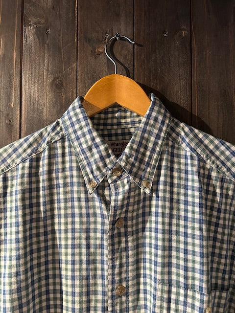 メンズヴィンテージ シャツ【Wragler RUGGED WEAR】チェック ブルー