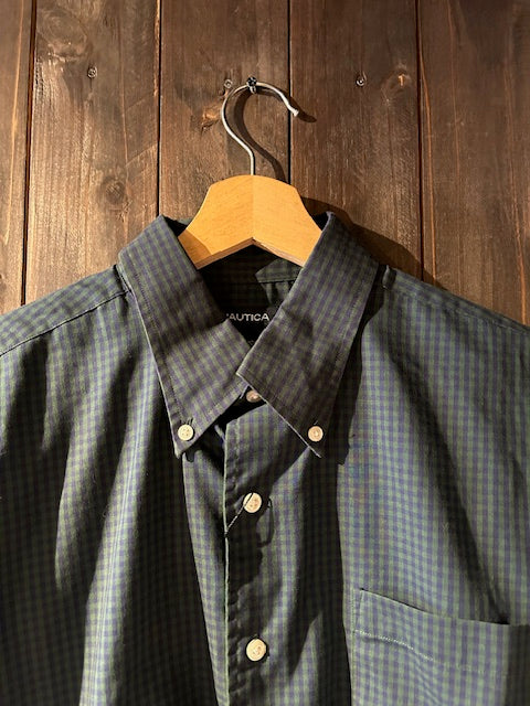 メンズヴィンテージ シャツ【NAUTICA】チェック グリーン
