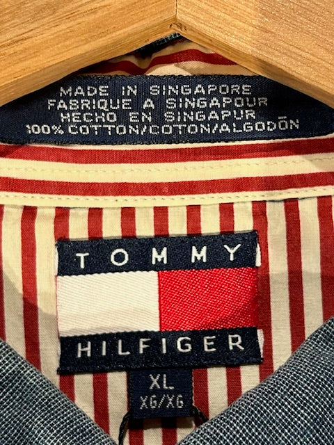 メンズヴィンテージ シャツ【TOMMY HILFIGER】無地 ブルー