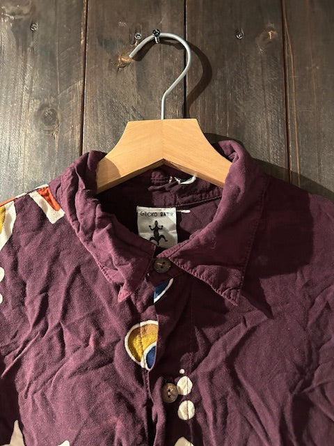 メンズヴィンテージ　アロハシャツ　【Gecko Batik】　パープル