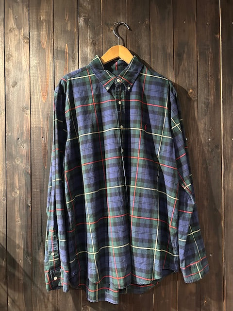 メンズヴィンテージ シャツ【RALPH LAUREN】チェック ネイビー